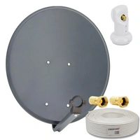 PremiumX Camping Satelliten-Komplettanlage 60cm Satellitenschüssel Anthrazit SAT Single LNB 10m Kabel 2x F-Stecker PremiumX Camping Satelliten-Komplettanlage 60cm Satellitenschüssel Anthrazit SAT Single LNB 10m Kabel 2x F-Stecker