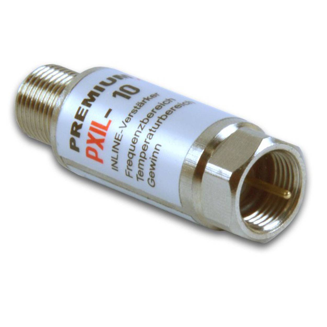 PremiumX 4x PXIL-10 Mini Inline Verstärker 20dB für SAT und DVB-T Leistungsverstärker 5-2500 MHz 4x F-Verbinder 8x F-Stecker 7mm