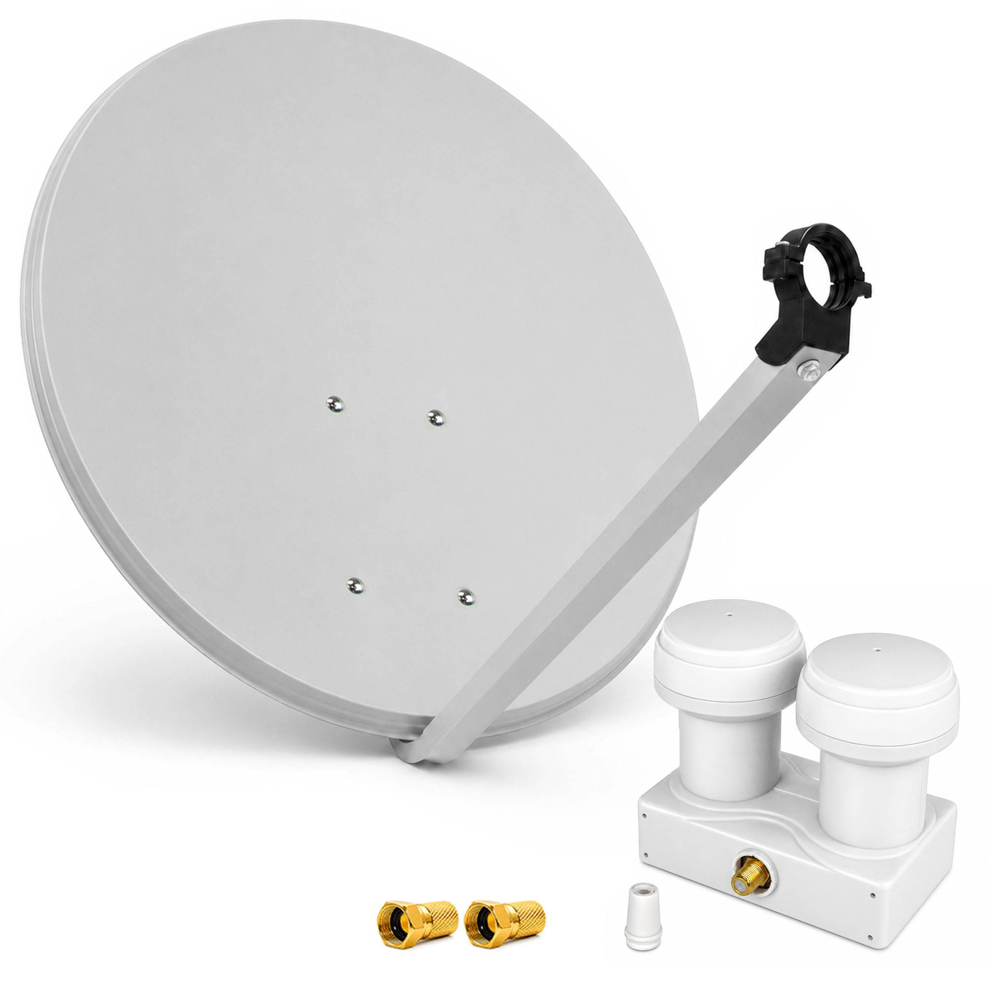 PremiumX Satelliten-Komplettanlage 80cm Satellitenschüssel Single Monoblock Astra Hotbird SAT LNB 2x F-Stecker