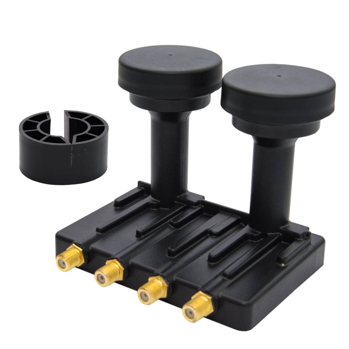 PremiumX Satelliten-Komplettanlage 80cm Satellitenschüssel Quad LNB Monoblock Astra 19,2 Hotbird 13, 2 SAT für 4 Teilnehmer