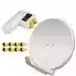 PremiumX DELUXE85 Aluminium Hellgrau 85cm Antenne Digital SAT Schüssel Spiegel HDTV HD 3D 4K + PremiumX LNB Quad 0,1dB Weiß Quattro Switch + 8x F-St PremiumX DELUXE85 Aluminium Hellgrau 85cm Antenne Digital SAT Schüssel Spiegel HDTV HD 3D 4K + PremiumX LNB Quad 0,1dB Weiß Quattro Switch + 8x F-St