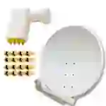 PremiumX DELUXE80 Aluminium 80cm Antenne Digital SAT Schüssel Spiegel in Hellgrau für HDTV HD+ 4K mit LNB Octo 0,1dB zum Direktanschluss von 8 Teiln PremiumX DELUXE80 Aluminium 80cm Antenne Digital SAT Schüssel Spiegel in Hellgrau für HDTV HD+ 4K mit LNB Octo 0,1dB zum Direktanschluss von 8 Teiln