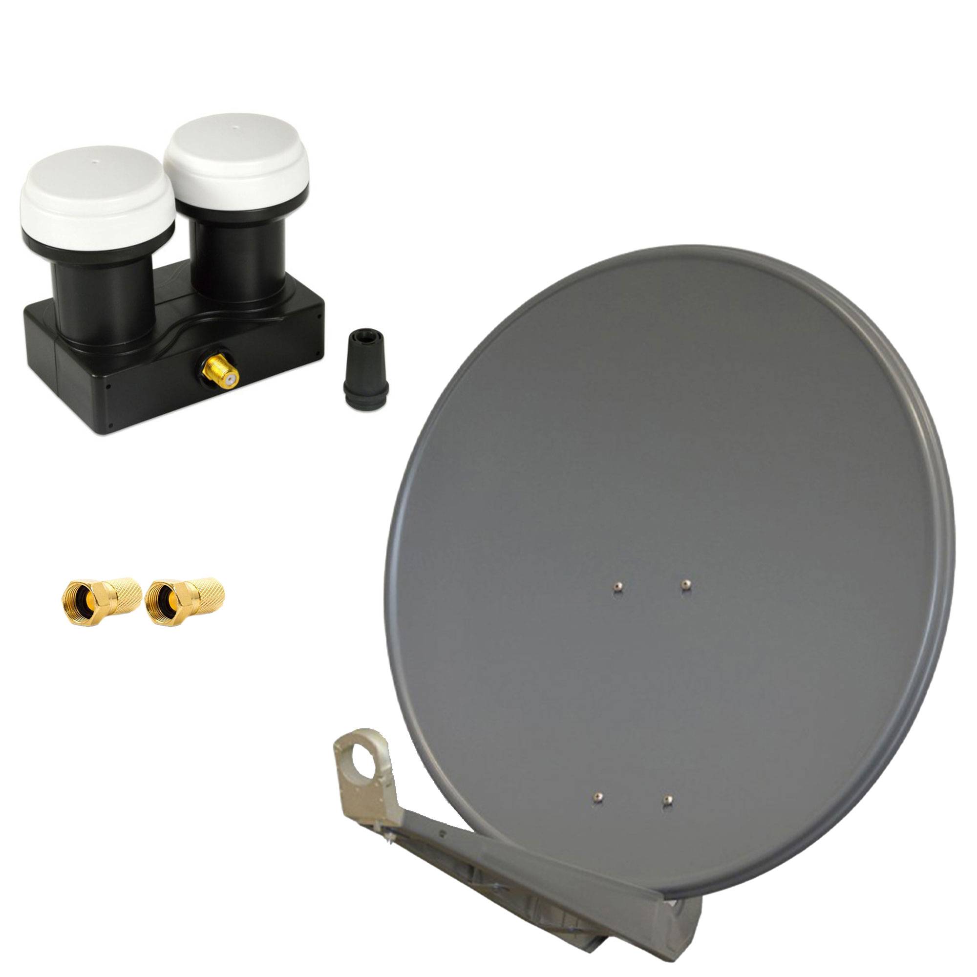 PremiumX Deluxe 85 Alu Antenne Digital SAT Schüssel in Anthrazit mit Single Monoblock LNB 6° für 1 Teilnehmer Astra 19,2° Hotbird 13°