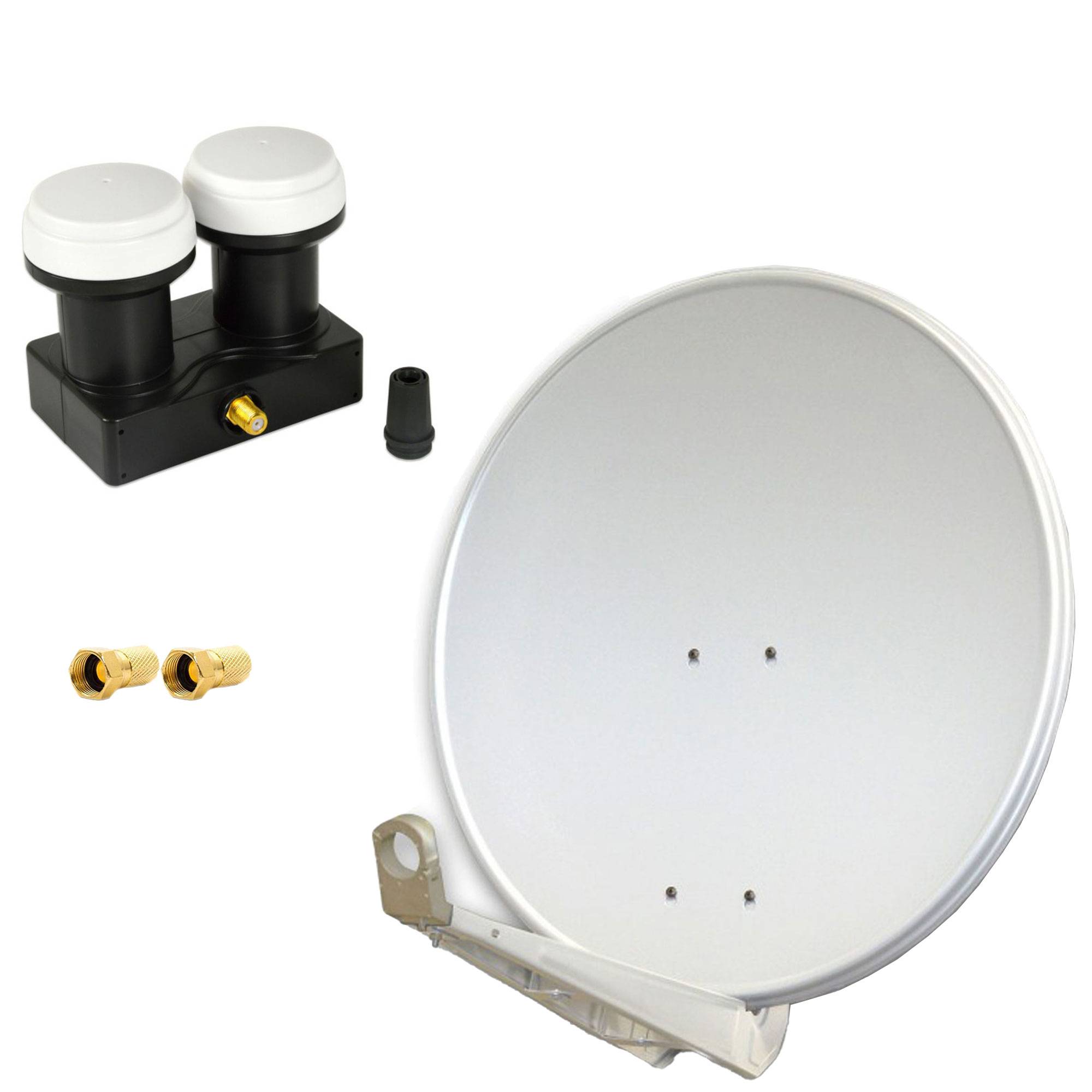 PremiumX Deluxe 85 Alu Antenne Digital SAT Schüssel in Hellgrau mit Single Monoblock LNB 6° für 1 Teilnehmer Astra 19,2° Hotbird 13°