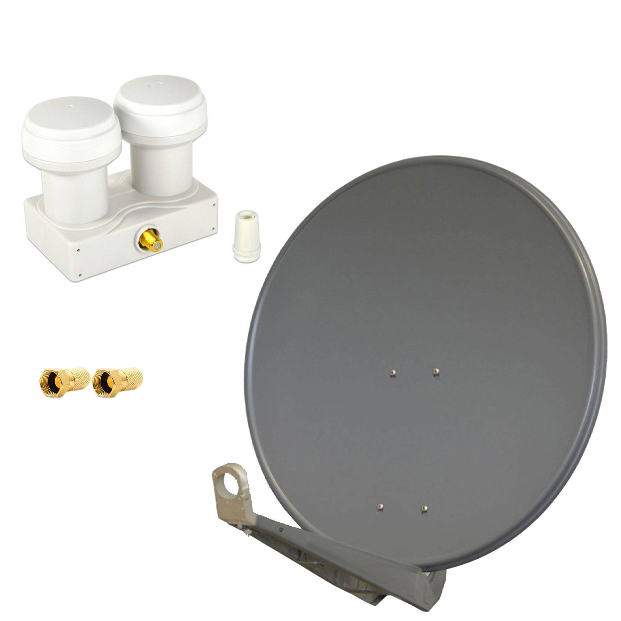 PremiumX DELUXE80 Aluminium 80cm Digital SAT Schüssel Spiegel in Anthrazit für HDTV HD+ 3D 4K Ultra Monoblock Single PXMB-6SW 2x F-Stecker