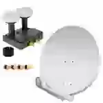 PremiumX DELUXE80 Aluminium 80cm Digital SAT Schüssel Spiegel in Hellgrau für HDTV HD+ 3D 4K Ultra + Monoblock Twin PXMB-6T LNB 0,1dB Astra 19,2° PremiumX DELUXE80 Aluminium 80cm Digital SAT Schüssel Spiegel in Hellgrau für HDTV HD+ 3D 4K Ultra + Monoblock Twin PXMB-6T LNB 0,1dB Astra 19,2°