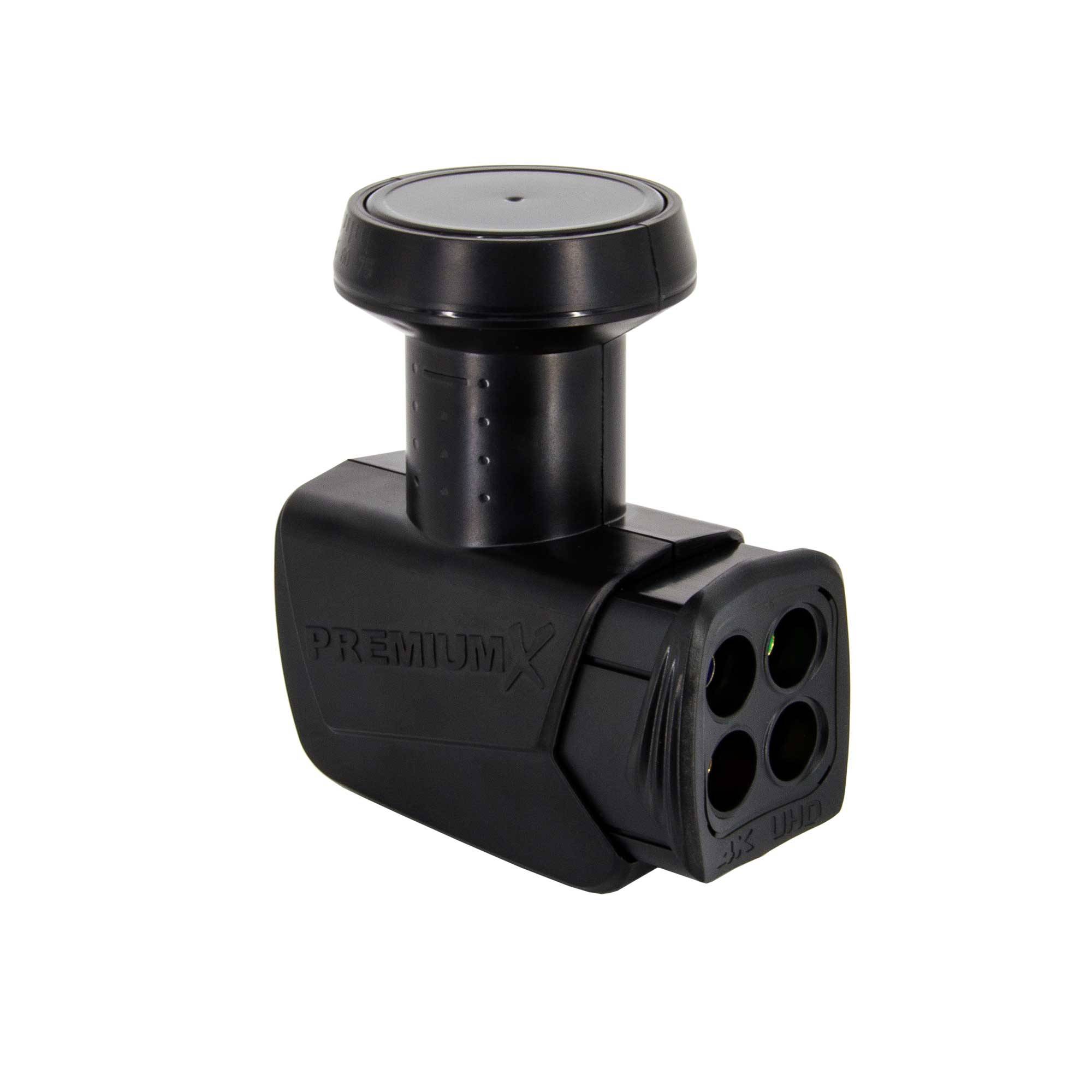PremiumX DELUXE SAT Anlage für 4 Teilnehmer 85cm Satellitenantenne ALU Anthrazit mit Quad LNB Black Edition inkl. 8x F-Stecker