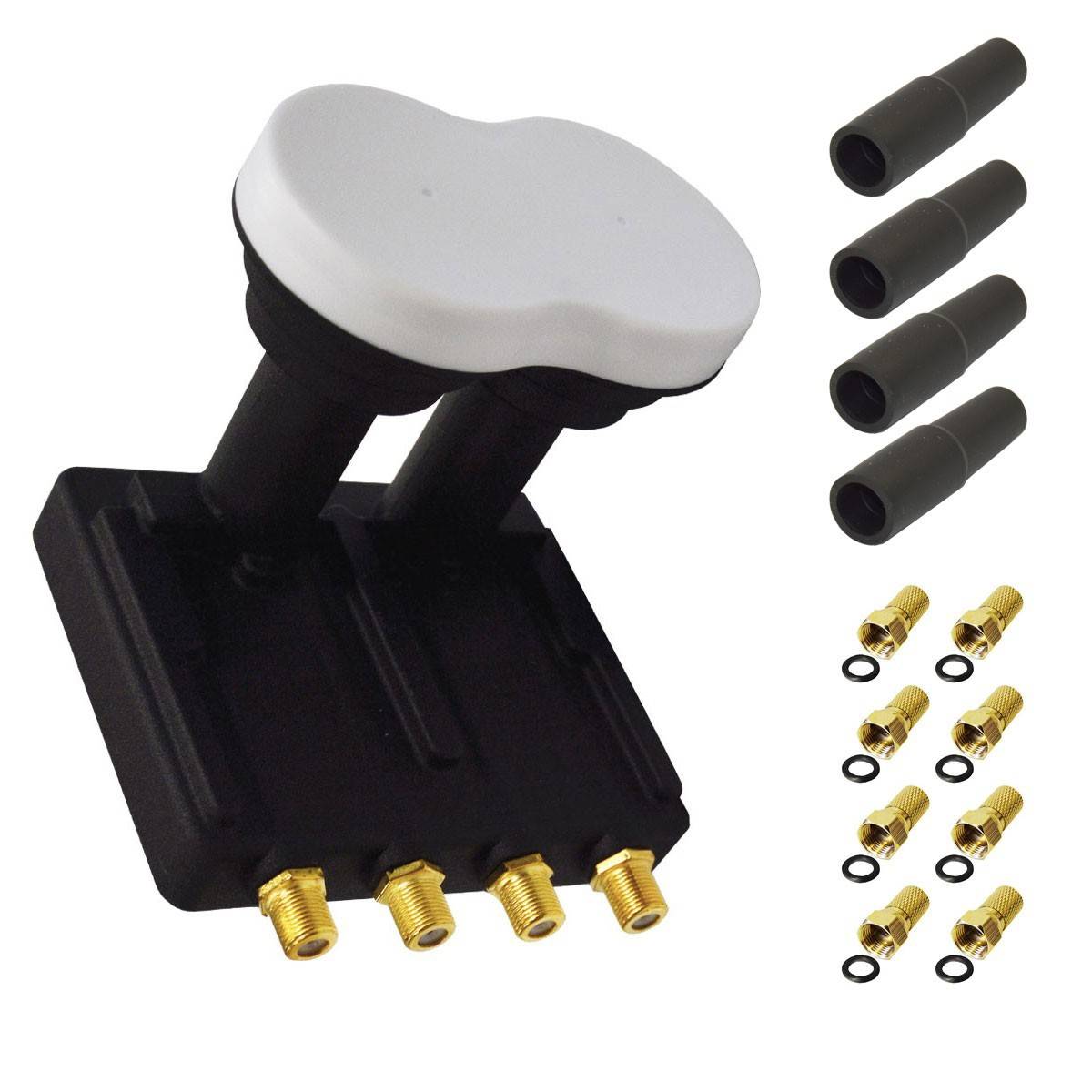 PremiumX Deluxe 85 Alu Antenne Digital SAT Schüssel in Anthrazit mit Quad Monoblock LNB 3° für 2 Teilnehmer Astra 19,2° Eutelsat 16°