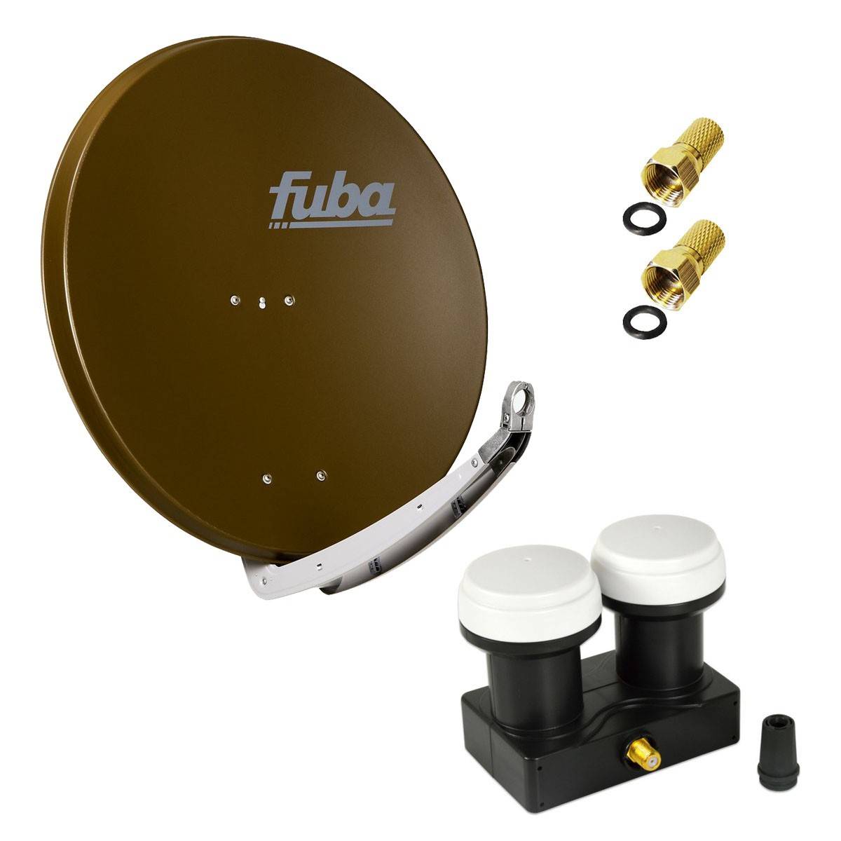 FUBA 1 Teilnehmer Astra Hotbird Digital SAT Anlage DAA 850 B ALU Braun PremiumX Single Monoblock LNB 2x F-Stecker 1x Tülle