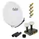 FUBA 2 Teilnehmer Astra Hotbird Digital SAT Anlage DAA 850 G ALU Grau PremiumX Twin Monoblock LNB 4x F-Stecker 2x Tülle FUBA 2 Teilnehmer Astra Hotbird Digital SAT Anlage DAA 850 G ALU Grau PremiumX Twin Monoblock LNB 4x F-Stecker 2x Tülle