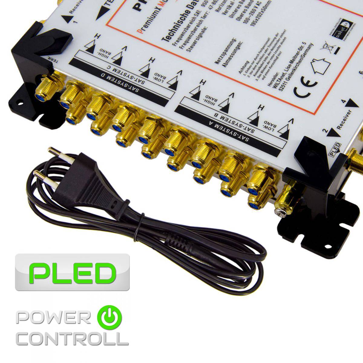 PremiumX Multischalter Set 17/8 Multiswitch 4x SkyRevolt Quattro LNB 48x F-Stecker, Satverteiler 4 SAT für 8 Teilnehmer