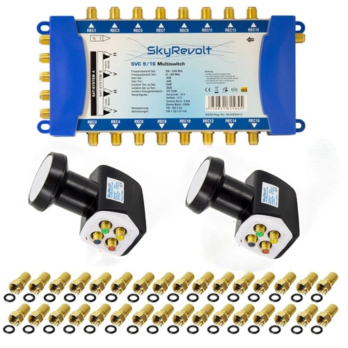 SkyRevolt Multischalter 9/16 Set 2x Quattro LNB 32x F-Stecker 2 SAT für 16 Anschlüsse Satverteiler Digital HDTV FullHD 4K UHD 8K SkyRevolt Multischalter 9/16 Set 2x Quattro LNB 32x F-Stecker 2 SAT für 16 Anschlüsse Satverteiler Digital HDTV FullHD 4K UHD 8K