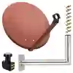 PremiumX Satelliten-Komplettanlage 80cm Satellitenantenne Ziegelrot Satellitenschüssel Quad LNB Wandhalter 45cm, SAT 4 Teilnehmer PremiumX Satelliten-Komplettanlage 80cm Satellitenantenne Ziegelrot Satellitenschüssel Quad LNB Wandhalter 45cm, SAT 4 Teilnehmer