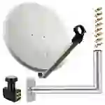 PremiumX Satelliten-Komplettanlage 80cm Hellgrau Satellitenantenne Satellitenschüssel SAT Quad LNB Wandhalter 45cm 8x F-Stecker PremiumX Satelliten-Komplettanlage 80cm Hellgrau Satellitenantenne Satellitenschüssel SAT Quad LNB Wandhalter 45cm 8x F-Stecker