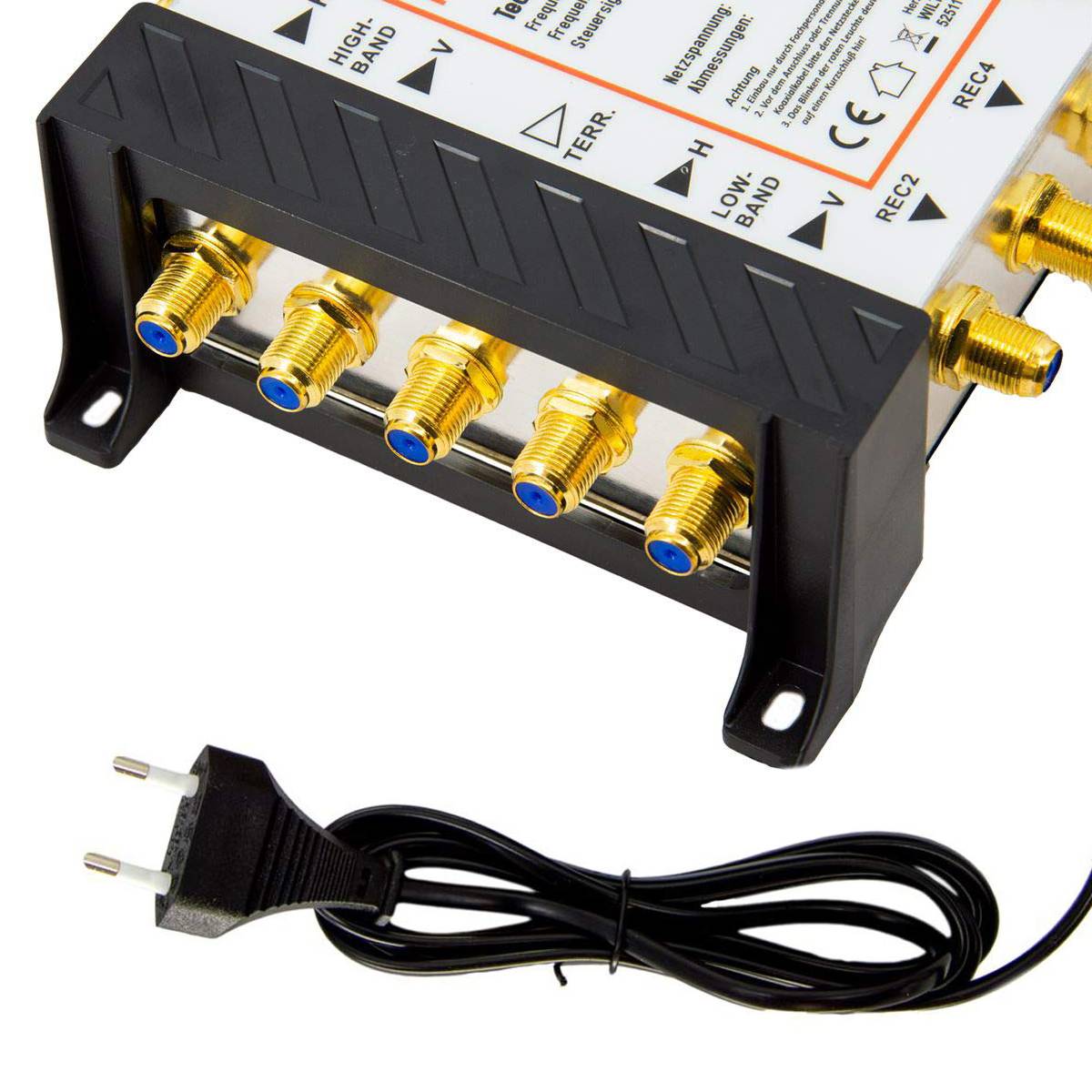 PremiumX Multischalter Set 5/6 Multiswitch Quattro LNB 20x F-Stecker, Satverteiler 1 SAT für 6 Teilnehmer HDTV FullHD 4K UHD 8K