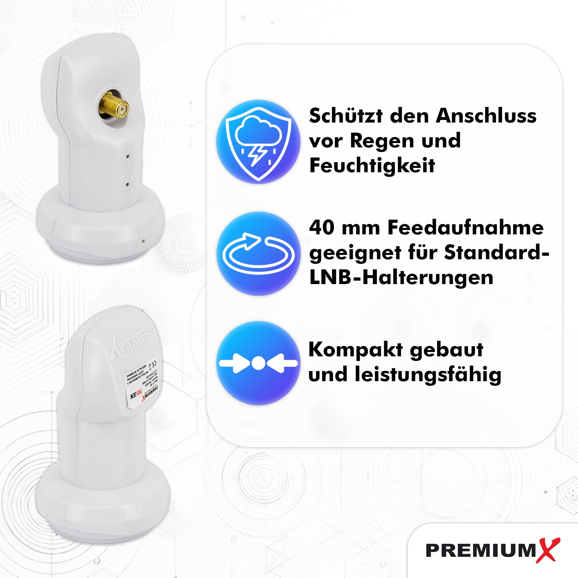 PremiumX Camping Satelliten-Komplettanlage 60cm Satellitenschüssel Aluminium SAT Single LNB Dreibein-Stativ