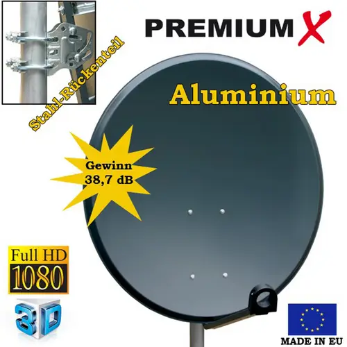 PremiumX Camping Satelliten-Komplettanlage 60cm Aluminium Satellitenschüssel SAT Single LNB 10m Kabel F-Stecker Dreibein-Stativ PremiumX Camping Satelliten-Komplettanlage 60cm Aluminium Satellitenschüssel SAT Single LNB 10m Kabel F-Stecker Dreibein-Stativ