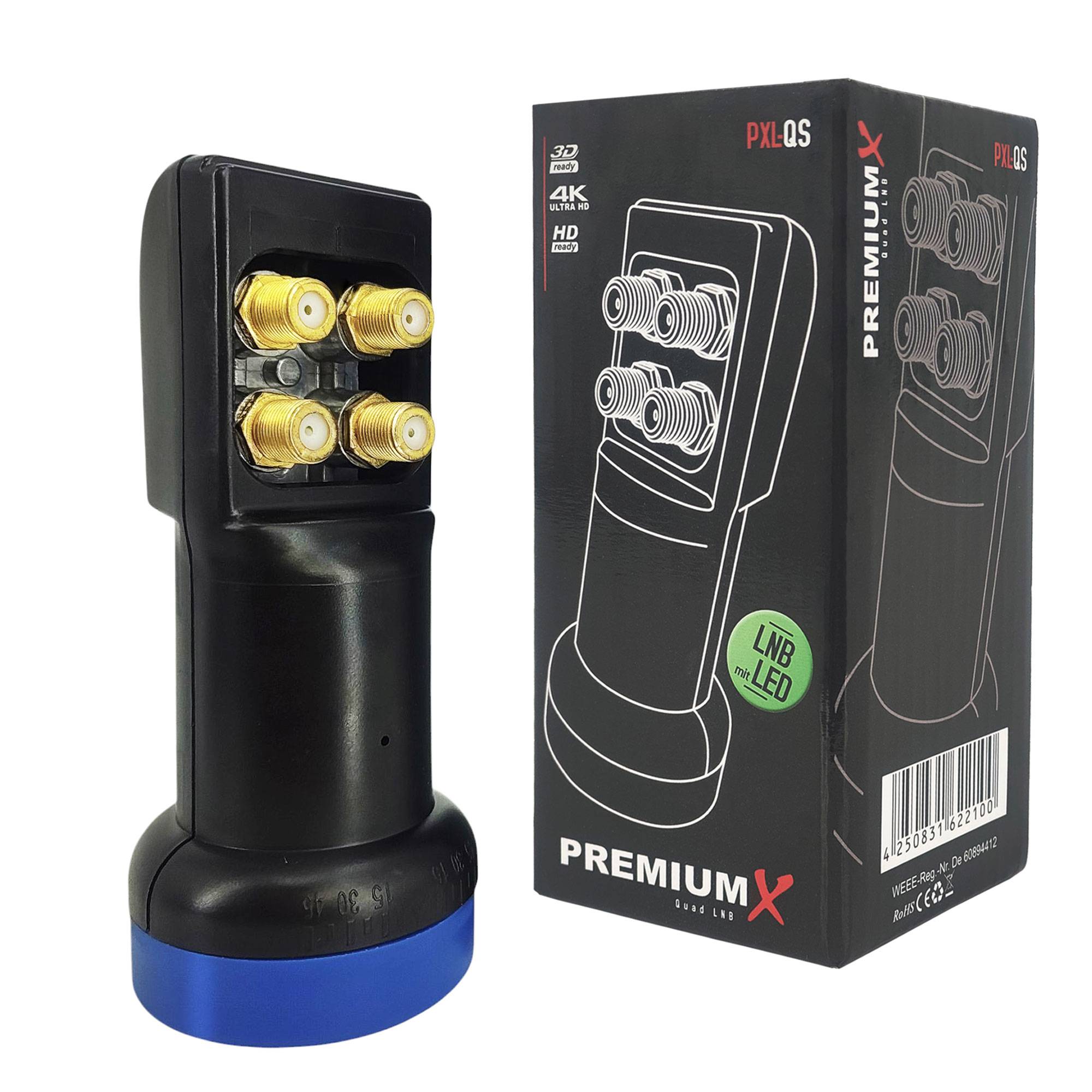 Premium X Quad LNB für 4 Teilnehmer mit LTE Filter & Wetterschutz – Full HD 4K für Satellitenschüssel & SAT Receiver digital Sat-LNB für TV UHD