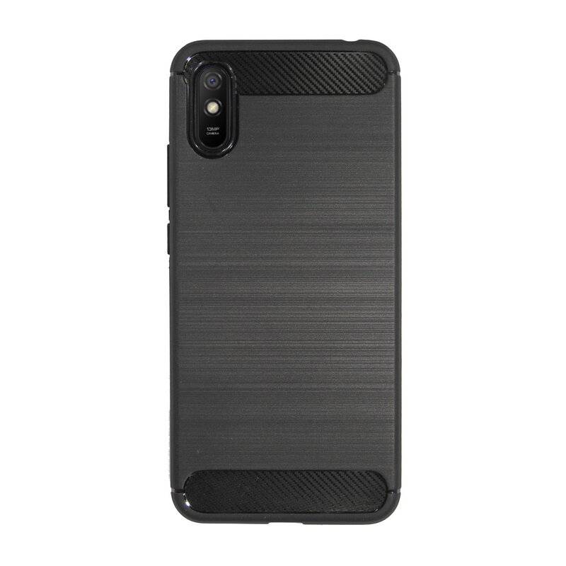 Silikon Hülle Carbon kompatibel mit XIAOMI REDMI 9A Case TPU Soft Handyhülle Cover Schutzhülle Schwarz