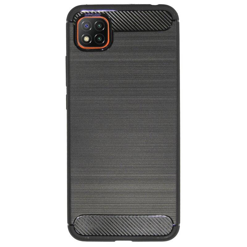 Silikon Hülle Carbon kompatibel mit XIAOMI REDMI 9C Case TPU Soft Handyhülle Cover Schutzhülle Schwarz