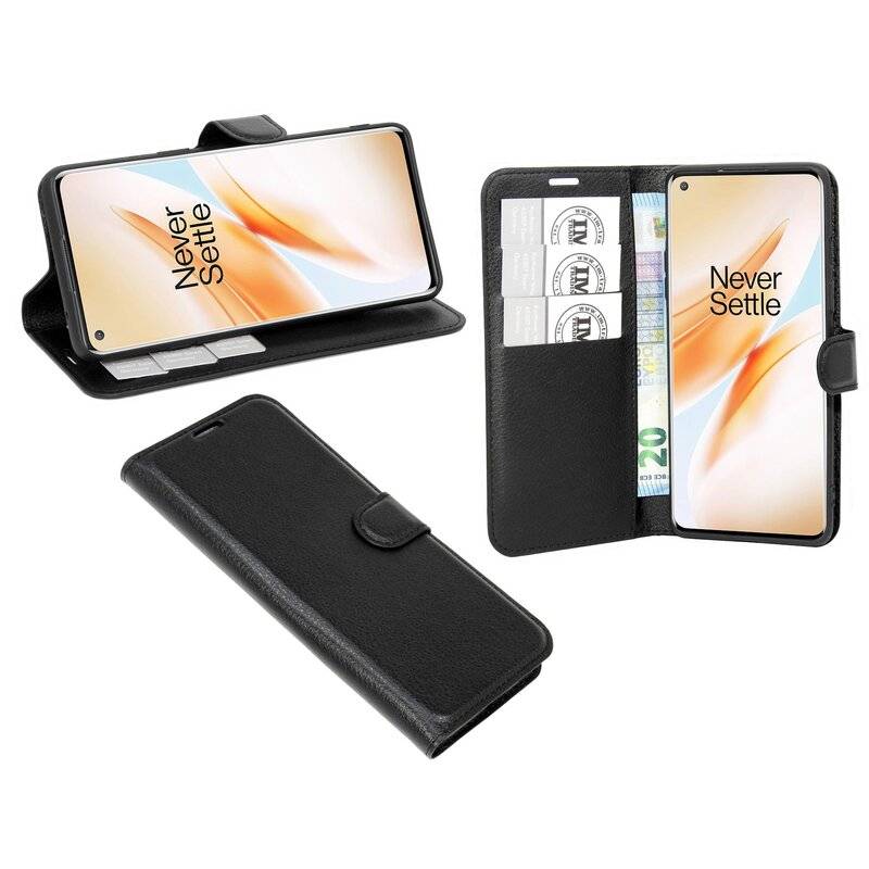 Buch Tasche "Fancy" OnePlus 8 Handy Hülle Etui Brieftasche Schutzhülle mit Standfunktion, Kartenfach Schwarz
