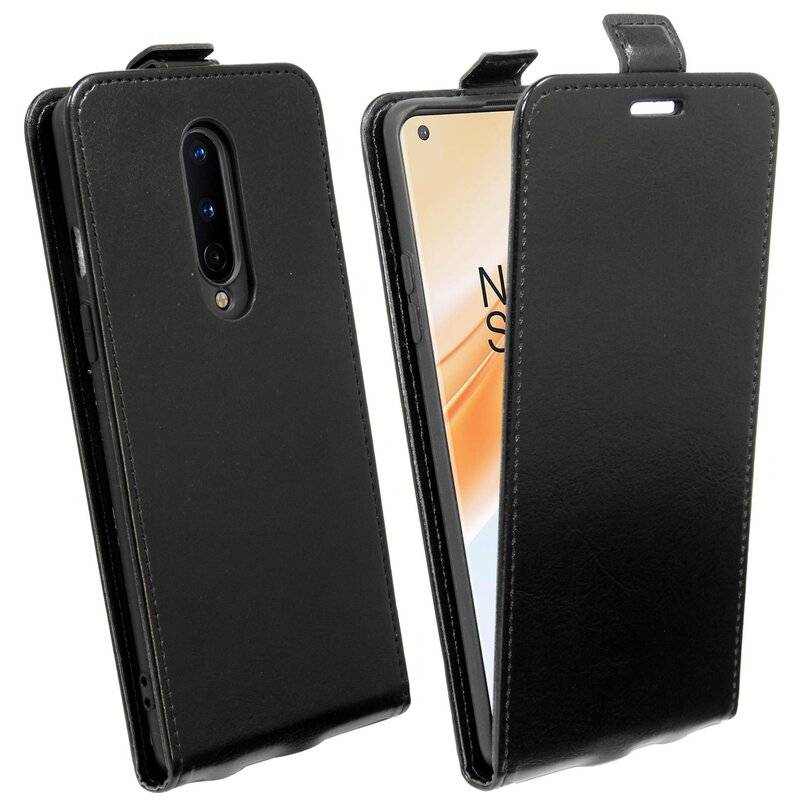 Flip Case OnePlus 8 Handy Tasche vertikal aufklappbar Schutzhülle Klapp Hülle Schwarz
