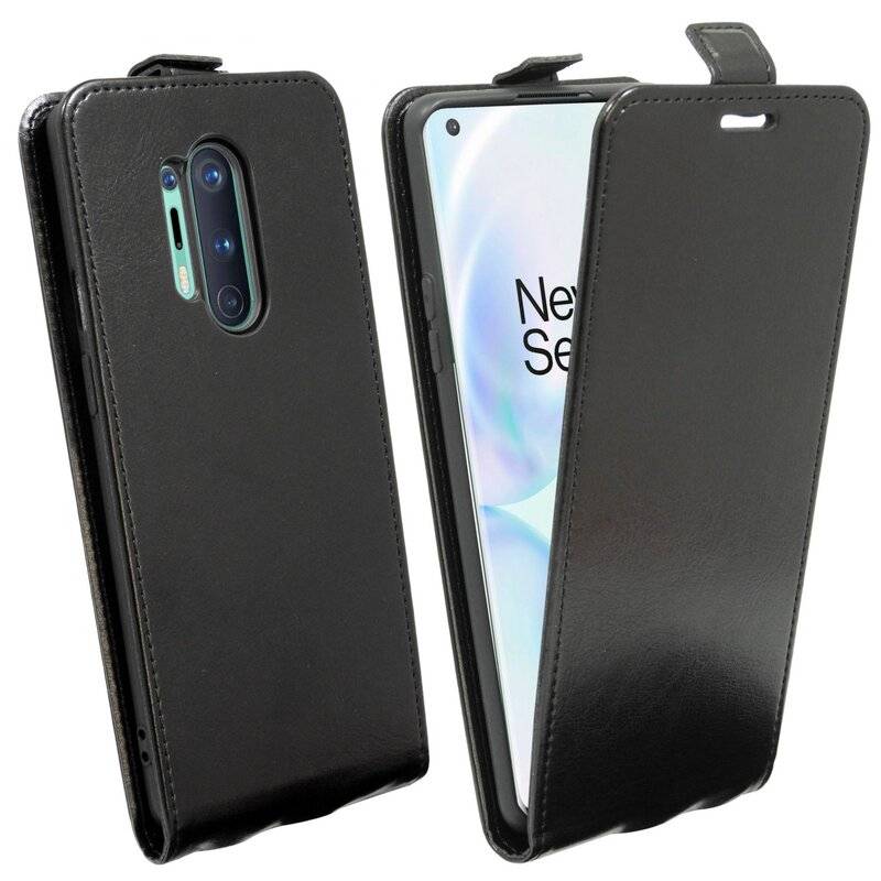 Flip Case OnePlus 8 Pro Handy Tasche vertikal aufklappbar Schutzhülle Klapp Hülle Schwarz