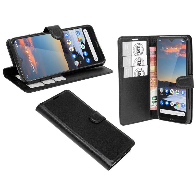 Buch Tasche "Fancy" NOKIA 5.3 Handy Hülle Etui Brieftasche Schutzhülle mit Standfunktion, Kartenfach Schwarz