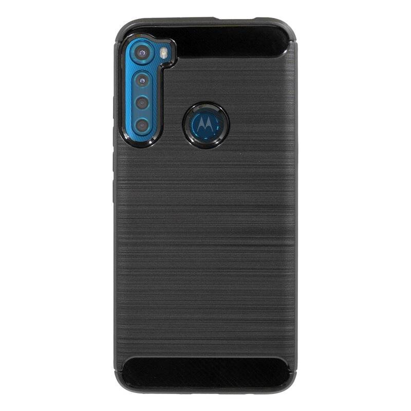 Silikon Hülle Carbon MOTOROLA ONE FUSION PLUS TPU Case Soft Handyhülle Cover Schutzhülle Schwarz
