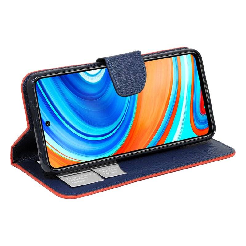 Buch Tasche "Fancy" XIAOMI REDMI NOTE 9 PRO Handy Hülle Schutzhülle mit Standfunktion, Kartenfach Rot