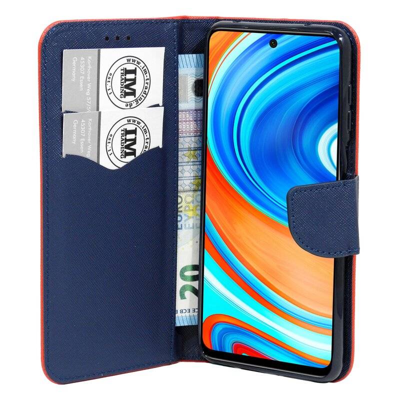Buch Tasche "Fancy" XIAOMI REDMI NOTE 9 PRO Handy Hülle Schutzhülle mit Standfunktion, Kartenfach Rot
