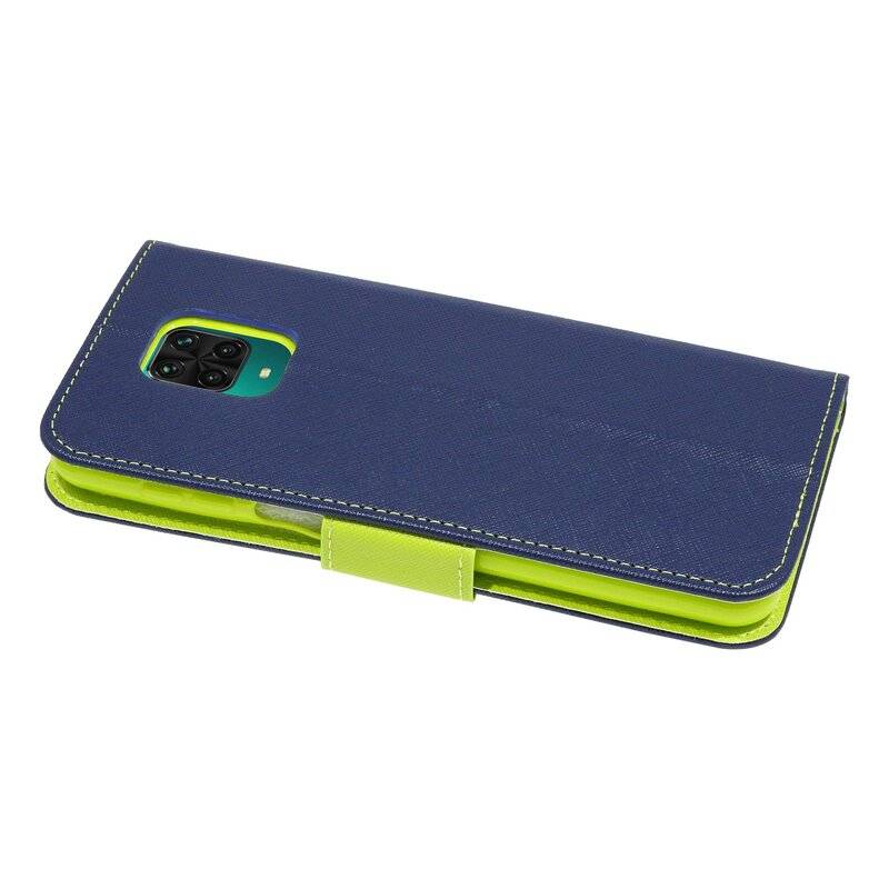 Buch Tasche "Fancy" XIAOMI REDMI NOTE 9S Handy Hülle Schutzhülle mit Standfunktion, Kartenfach Blau-Grün