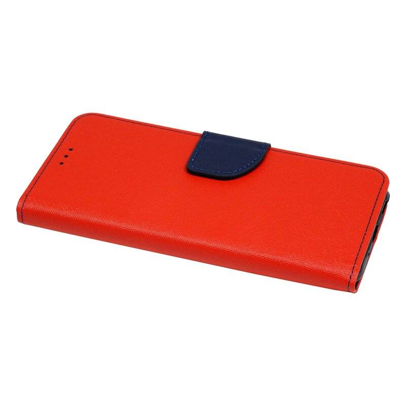Buch Tasche "Fancy" SAMSUNG GALAXY M21 (M215F) Handy Hülle Schutzhülle mit Standfunktion, Kartenfach Rot-Blau