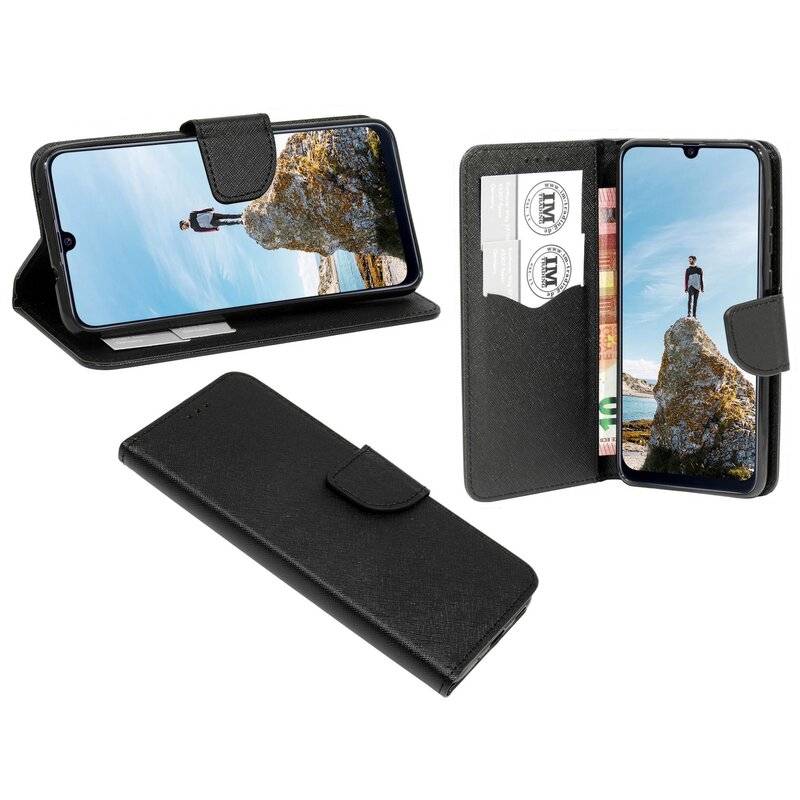 Buch Tasche "Fancy" SAMSUNG GALAXY M30s (M307F) Handy Hülle Schutzhülle mit Standfunktion, Kartenfach Schwarz