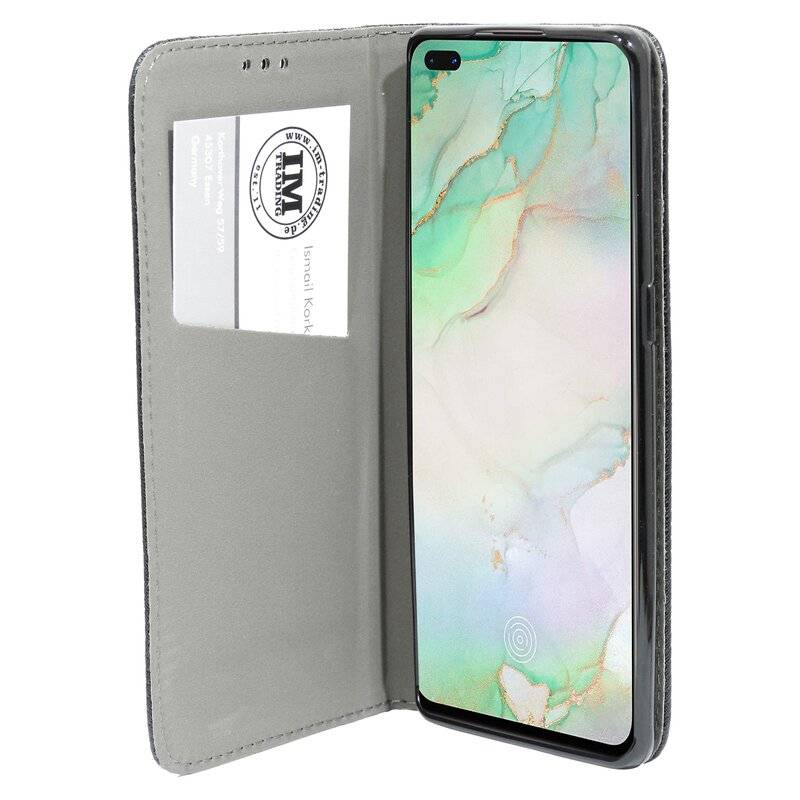 Buch Tasche "Smart" Oppo Reno 3 Pro Handy Hülle Schutzhülle mit Standfunktion, Kartenfach Schwarz