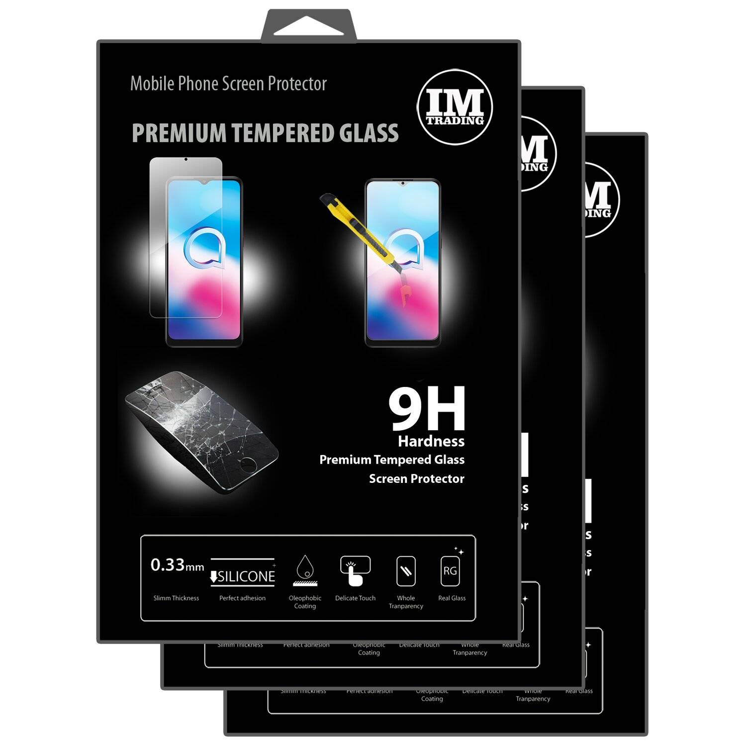 3X Schutz Schutz Glas 9H Tempered Glass Display Schutz Folie Display Glas Screen Protector Alcatel 3X ( 2020 )