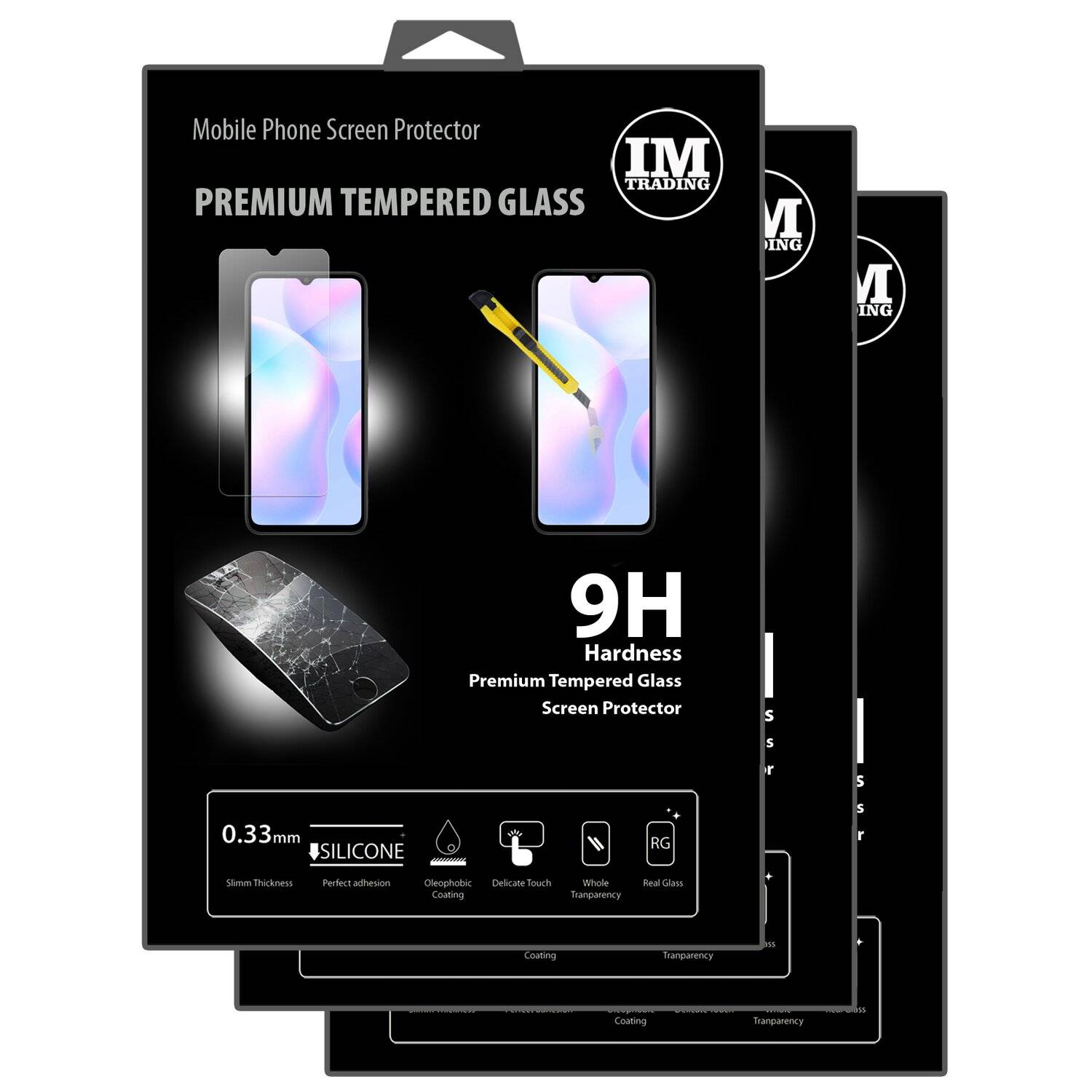 3X Schutz Schutz Glas 9H Tempered Glass Display Schutz Folie Display Glas Screen Protector XIAOMI REDMI 9A