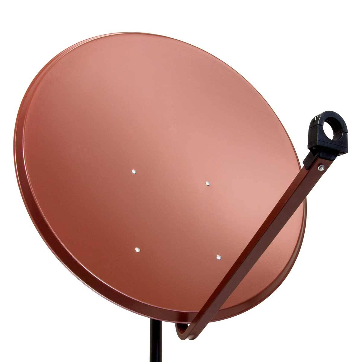 PremiumX PXS100 Satellitenschüssel 100cm Stahl Ziegelrot Satellitenantenne SAT Spiegel mit LNB-Tragarm und Masthalterung