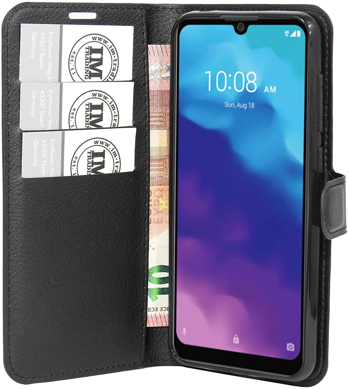 cofi1453® Buch Tasche "Fancy" kompatibel mit ZTE BLADE A7 2020 Handy Hülle Etui Brieftasche Schutzhülle mit Standfunktion, Kartenfach Schwarz