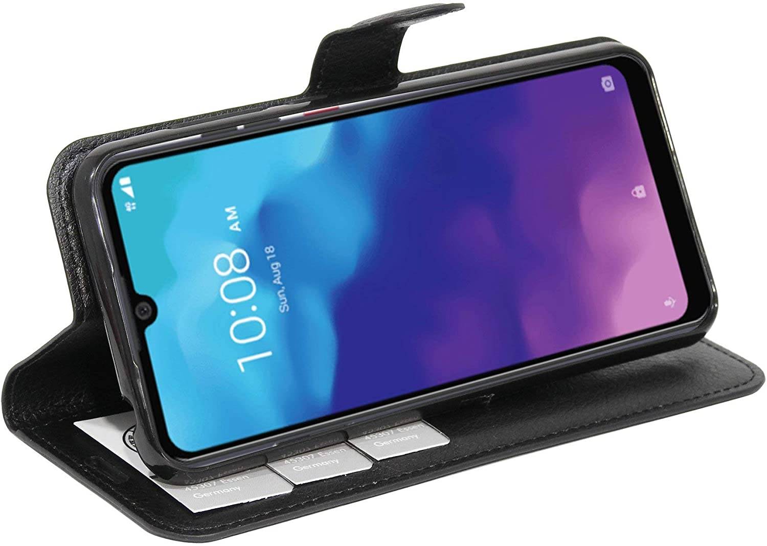 cofi1453® Buch Tasche "Fancy" kompatibel mit ZTE BLADE A7 2020 Handy Hülle Etui Brieftasche Schutzhülle mit Standfunktion, Kartenfach Schwarz