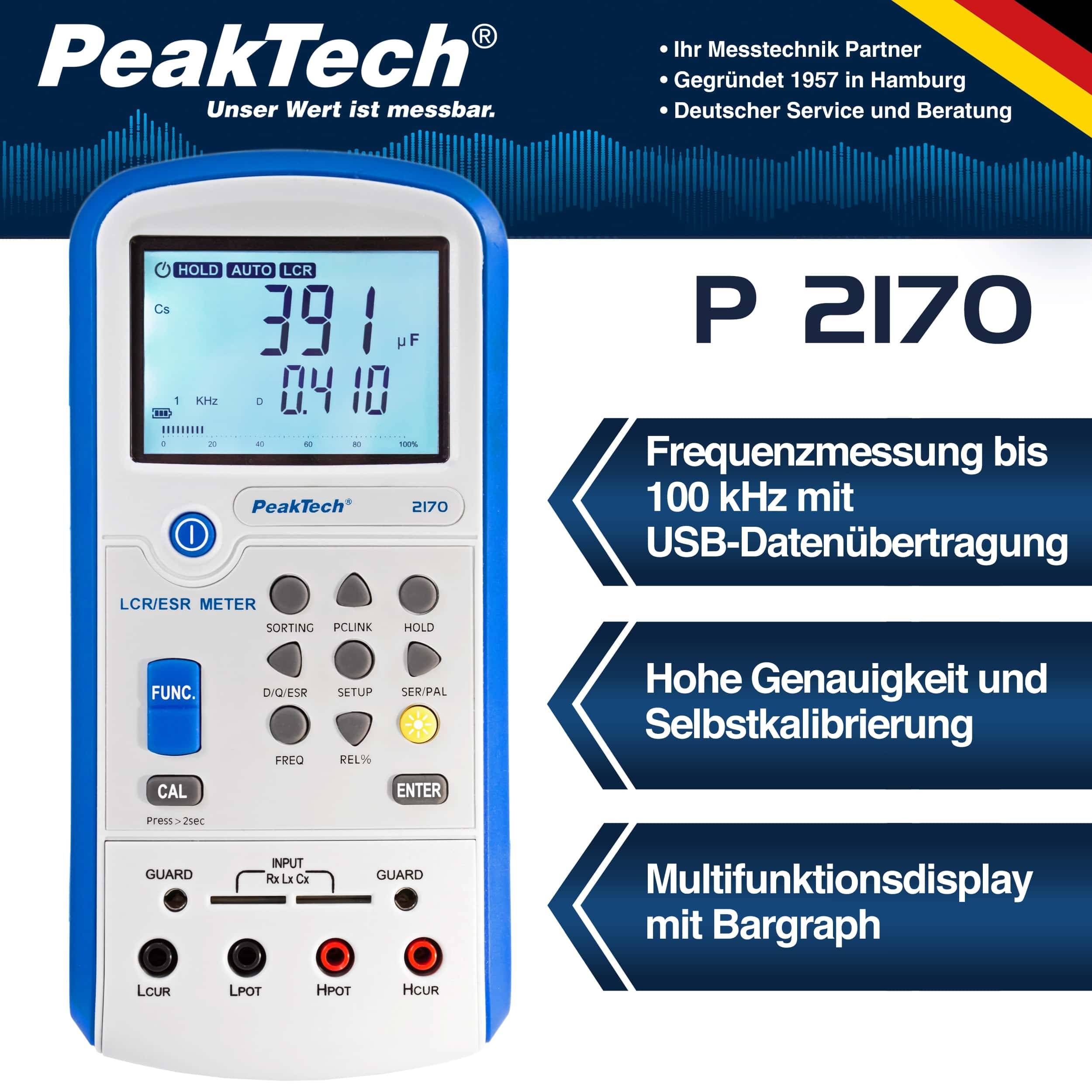 PEAKTECH LCR-/ESR Meter, P 2170, 100 Hz - 100 kHz, mit USB