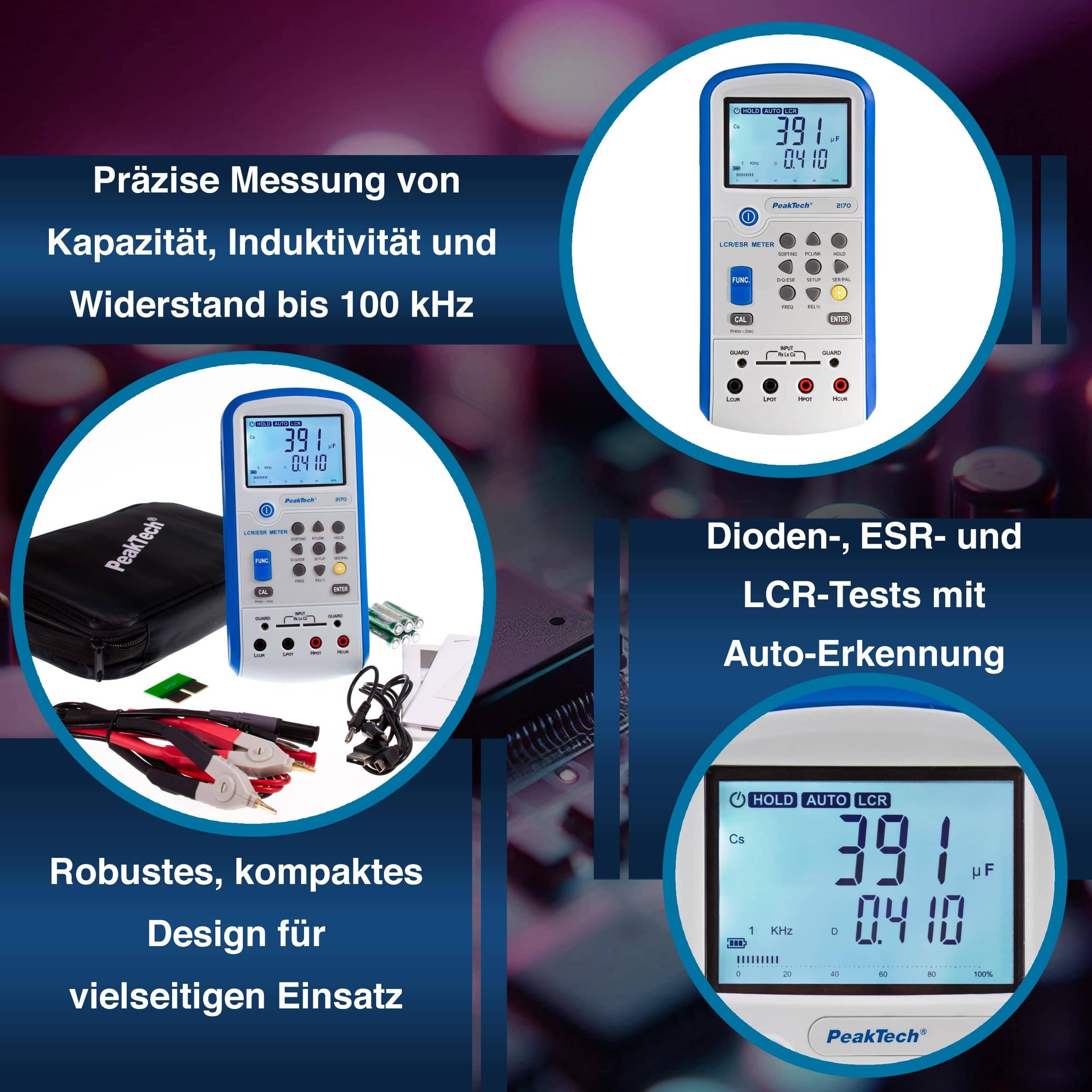 PEAKTECH LCR-/ESR Meter, P 2170, 100 Hz - 100 kHz, mit USB