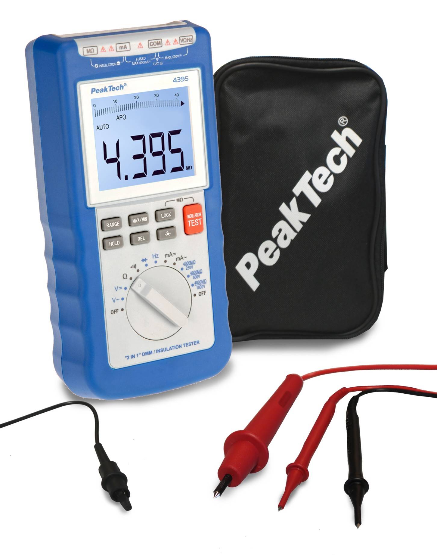 Isolationsgmessgerät ~ 4.000 Counts ~ 250/500/1000 V ~ 4000 Mohm ~ mit DMM