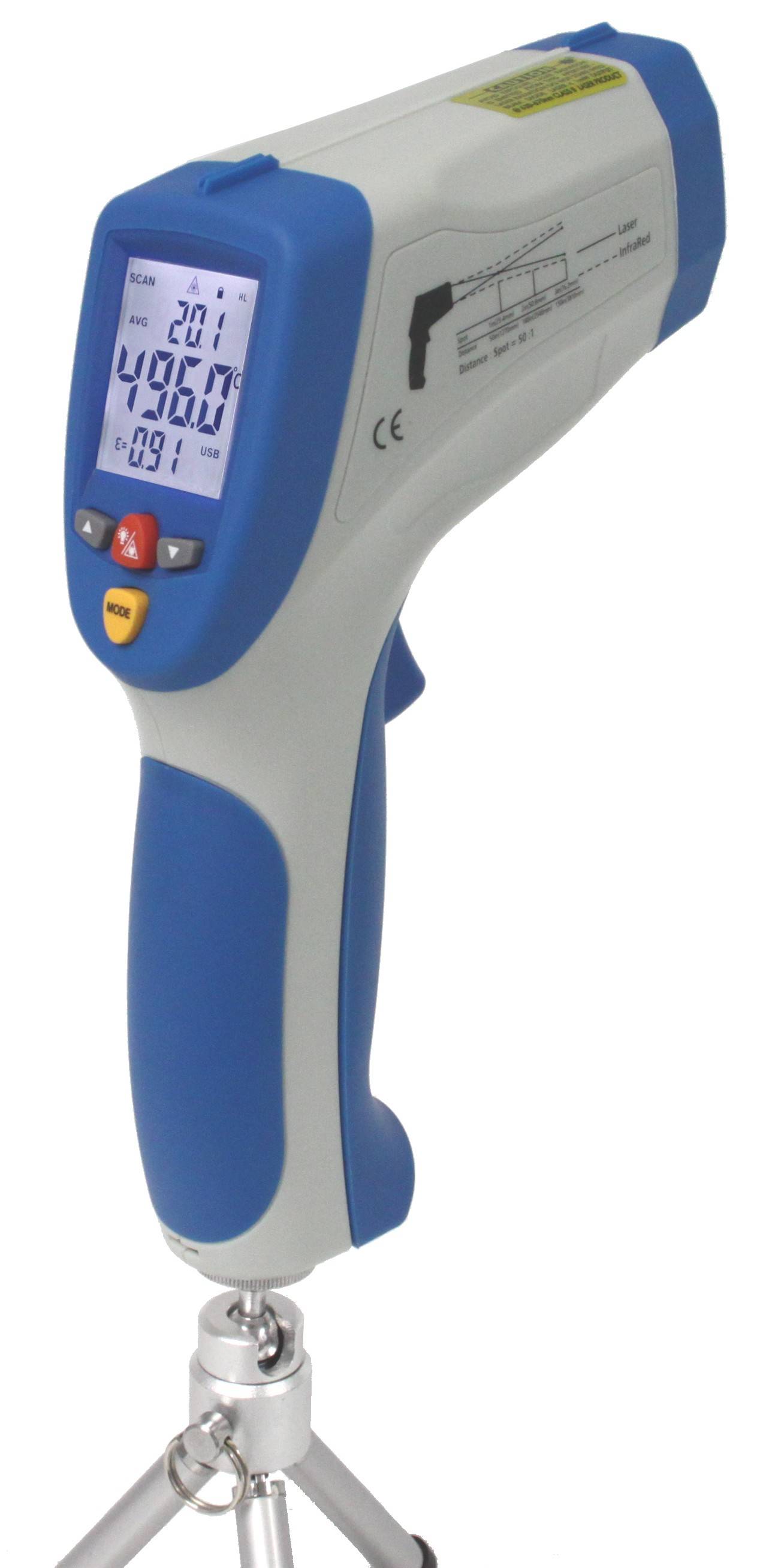 IR-Thermometer ~ -50 … +1200°C ~ 50:1 ~ mit USB-Schnittstelle & Typ-K