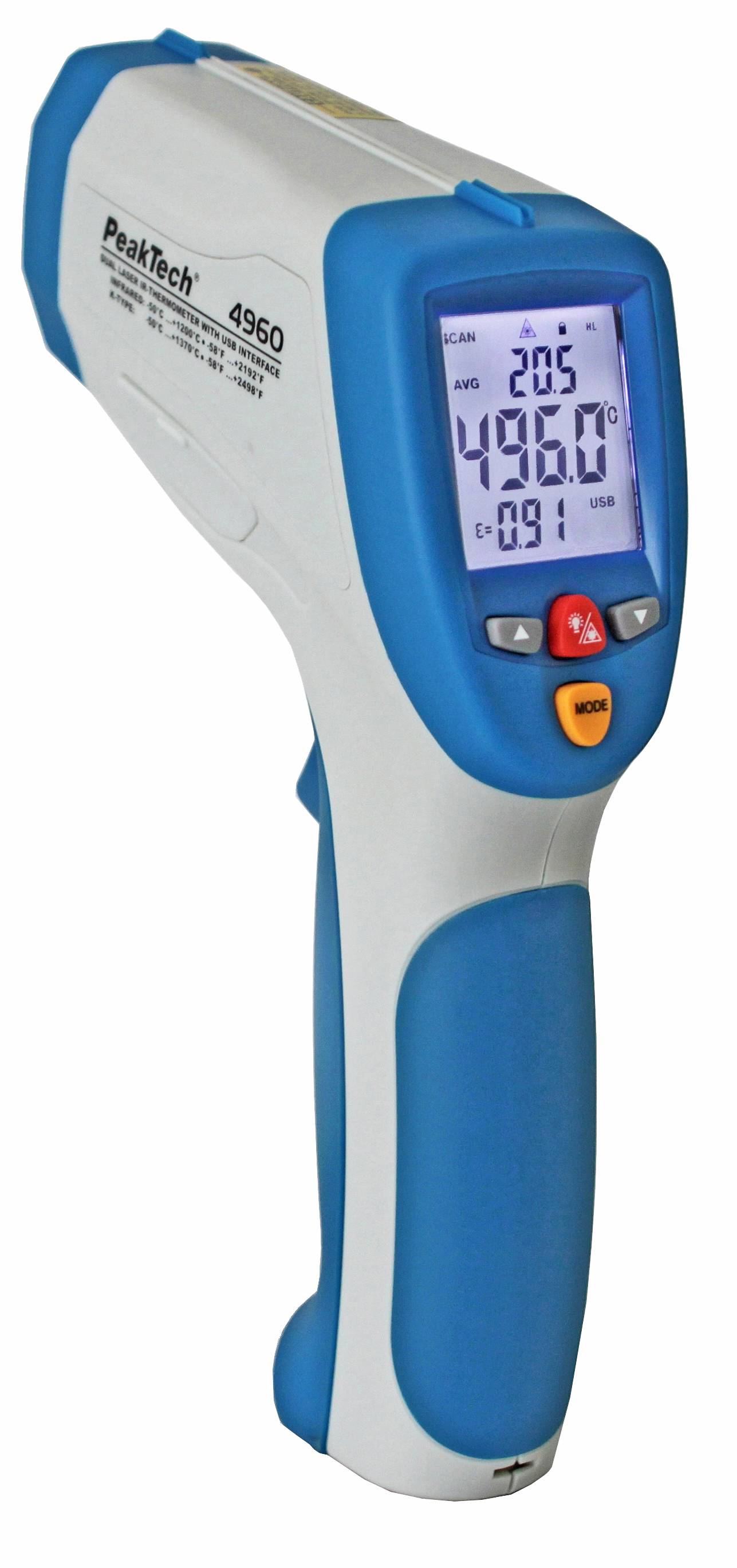 IR-Thermometer ~ -50 … +1200°C ~ 50:1 ~ mit USB-Schnittstelle & Typ-K