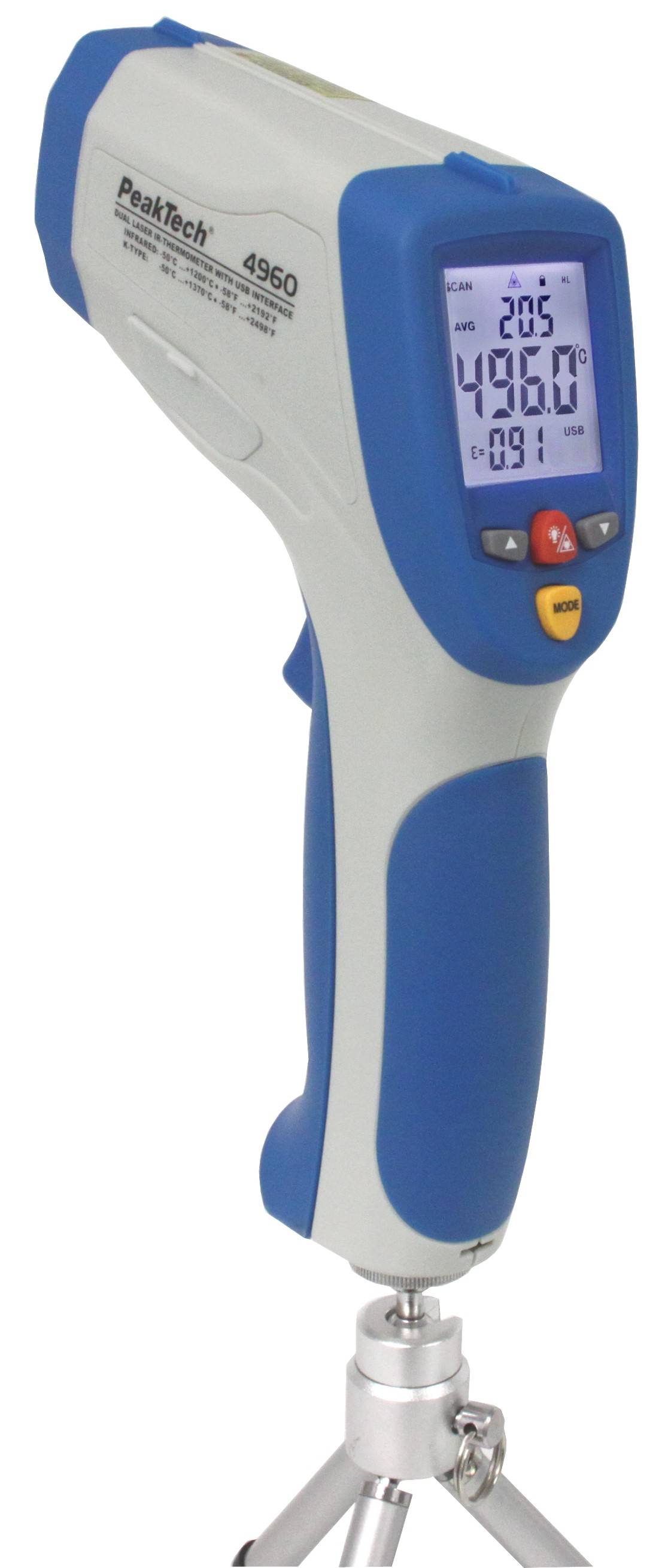 IR-Thermometer ~ -50 … +1200°C ~ 50:1 ~ mit USB-Schnittstelle & Typ-K