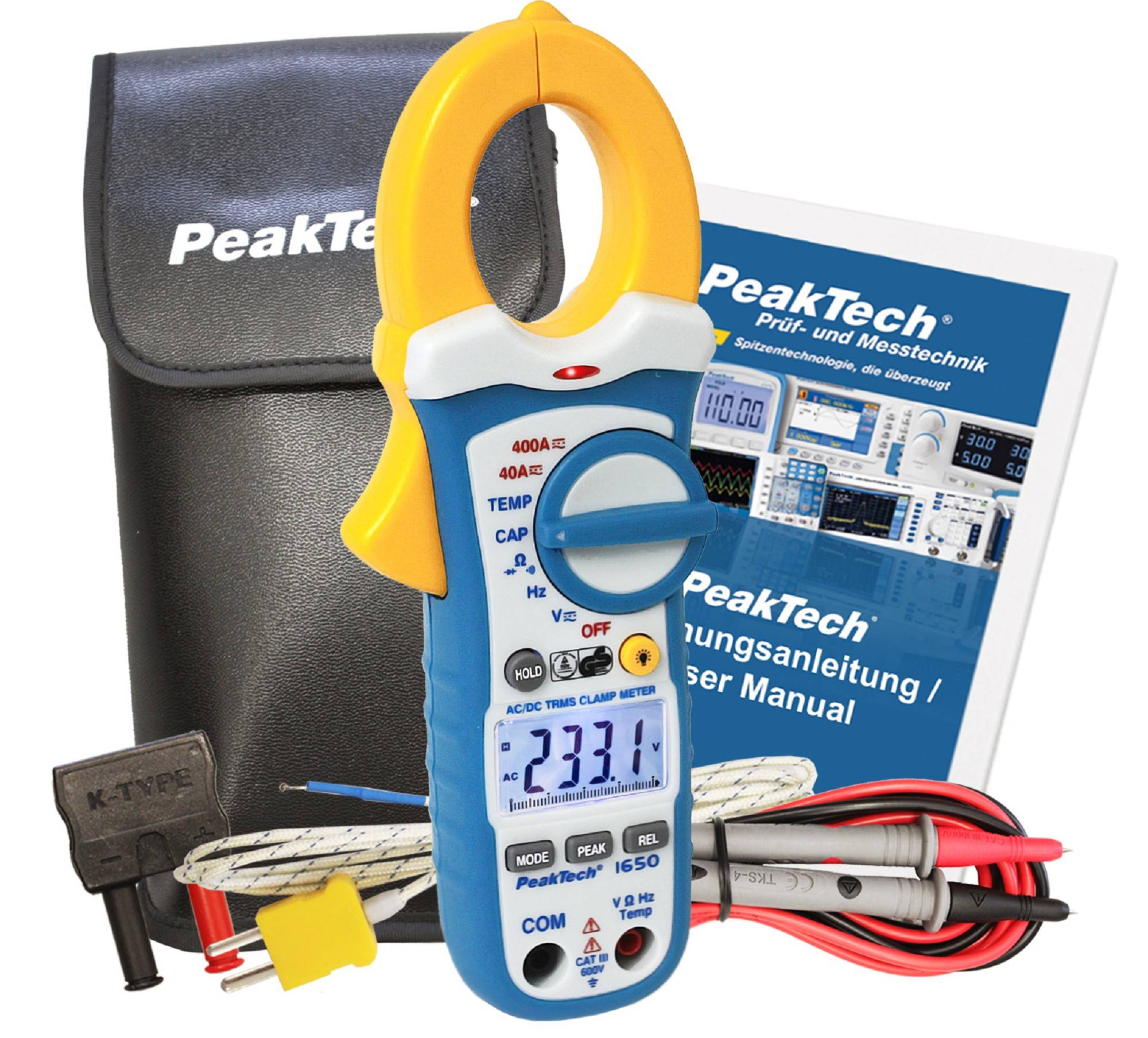 Stromzangenamperemeter ~ 4.000 Counts ~ 400 A AC/DC mit TrueRMS & DMM