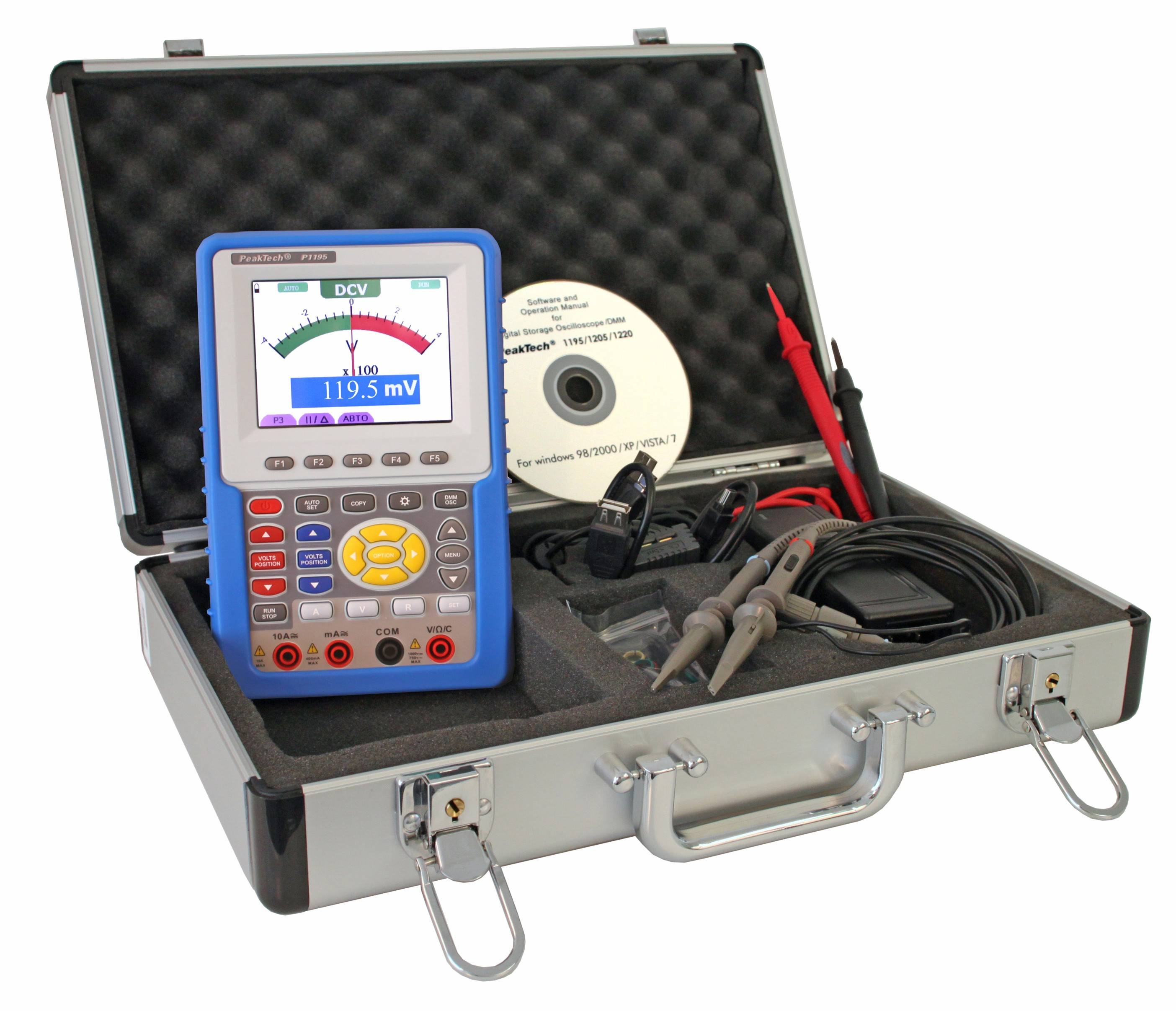 100 MHz / 2 CH ~ 1 GS/s ~ Hand-Oszilloskop mit Digitalmultimeter