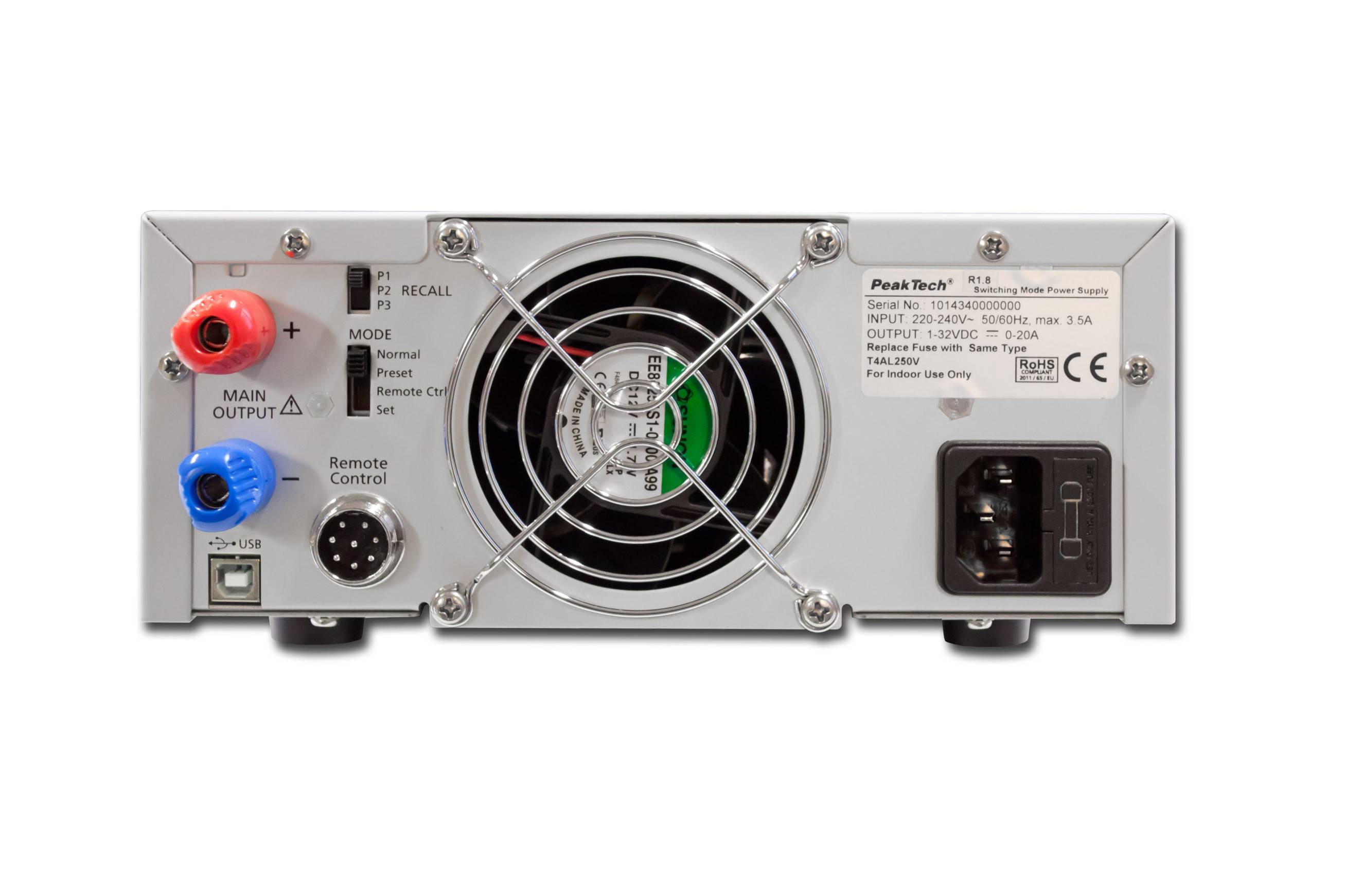 Labor-Schaltnetzteil DC 1 - 16 V / 0 - 40 A mit USB