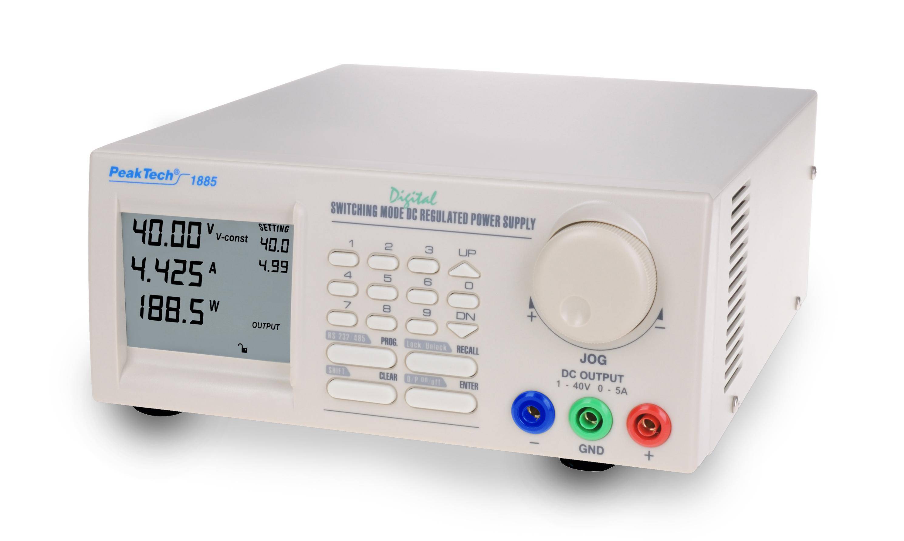 Progr. DC-Schaltnetzteil mit USB + RS-485, 1 - 40 V/0 - 5 A DC